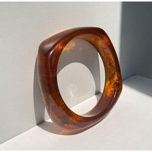 Exaggerate Retro Elegant Geometry Irregular Square Resin Bangle Bracelet for Women Party Jewelry Gift HUANZHI NEW INS HOT SALE