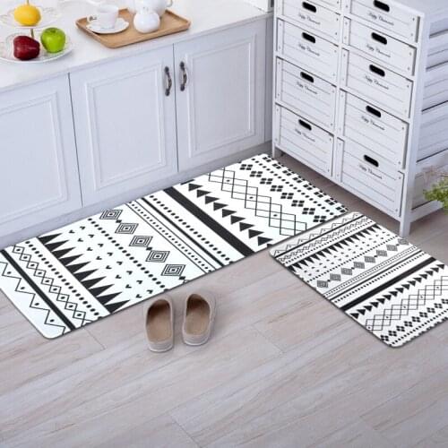 Boho Geometric Pattern Long Floor Mat Decoration Living Room Rug Non slip Absorbent Kitchen Carpet Door Entrance Door Mat