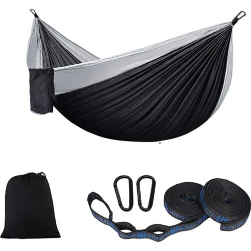 Double & Single Camping Hammock Outdoor Lightweight Portable Nylon Parachute Hammocks for Hiking Travel Beach Yard Gear