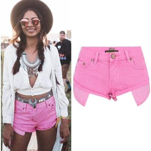Denim Shorts Jeans Sexy Mini Super Short Trousers Female Summer Holiday Outfits Street Wear Plus Size Women Clothing Brand Pink