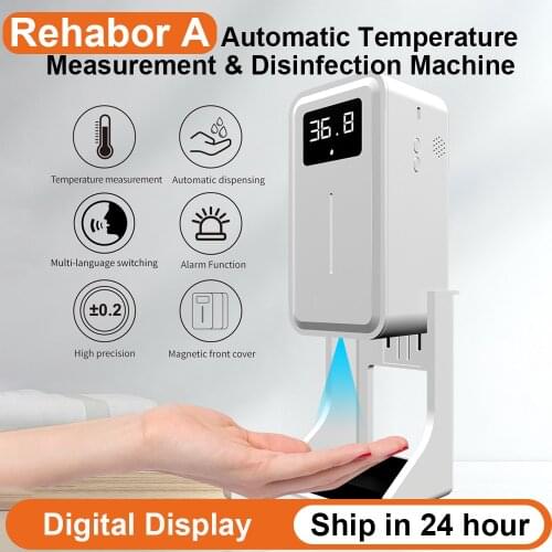 Rehabor A Thermometer Hygrometer Integrated Soap Dispenser Hand Washing Liquid Machine Temperature Measurement Disinfection