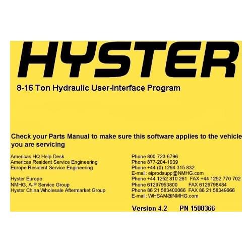 Hyster 8-16 Ton Hydraulic User-Interface Program v4.2