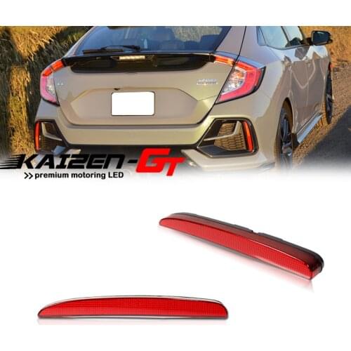 Red /Smoked Lens Car Rear Bumper Reflector Light Covers For 2017-up Honda Civic Hatchback, Si or Type-R Sedan, No Bulb/Socket