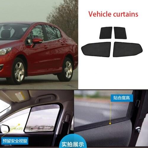 4pcs High-end custom For Peugeot 308 2008-15 card type magnetic car curtain sun shade car window shade car styling
