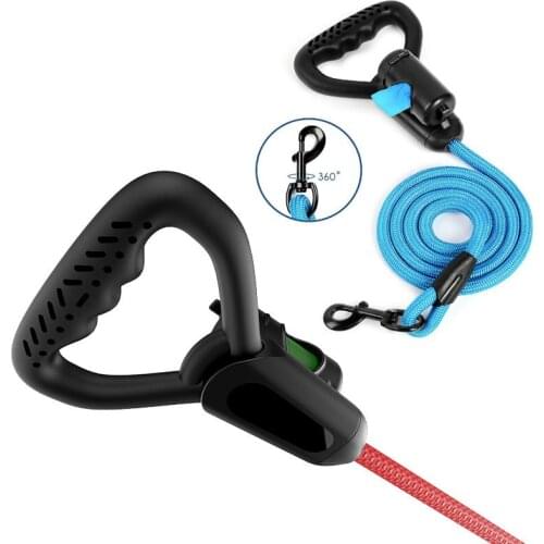 Nylon Reflective Leash Soft Silicone Handle Thickened Thick Traction Rope Large Dog Leash Dog Rope Poop Bag Dispenser Set