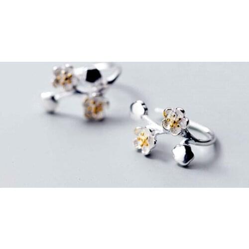 New Creative Fashion Plum Flower 925 Sterling Silver Jewelry Ear Hook Personality Branch Popular Women Earrings SE781