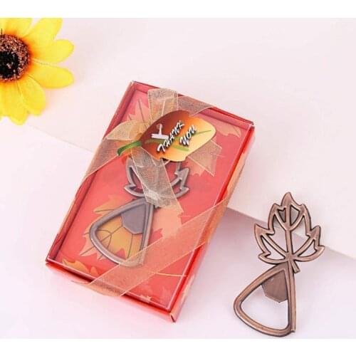 Wholesale 100pcs Copper Maple Leaf Beer Bottle Opener Bar Tool Wedding Favors Souvenirs Gifts Party Supplies SN1707