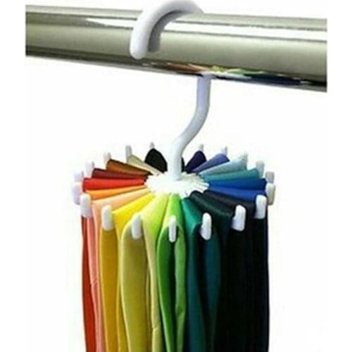 Home Storage Organization White Plastic Tie Rack Rotating Hook Tie Holder 1 Piece 20 Hooks Ties/Belts/Scarves Hanger F0238