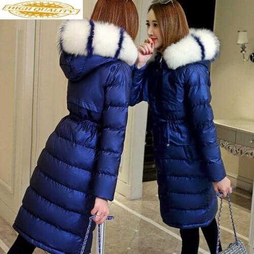 Winter Jacket Women Parka 2020 Padded Long Coat Large Fur Collar Korean Female Jacket Parkas Chamarras De Mujer KJ1012