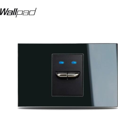 Toggle Button Black 2 Gang Light Switches 118*75mm Wallpad L3 Glass Panel AU IT IL 1 Way 2 Way Retro Switch with LED Indicator