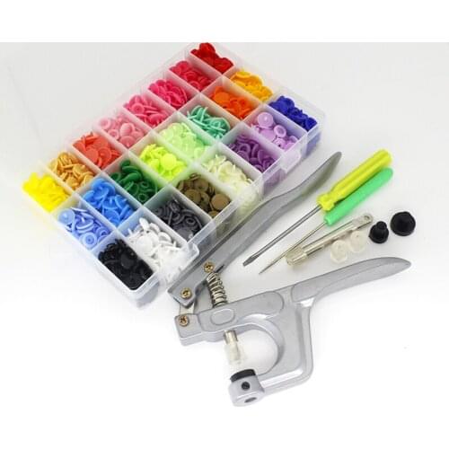 Fastener Snap Pliers & 360pcs Plastic Resin T5 Snap Poppers Buttons Fasteners Kit 24 colors