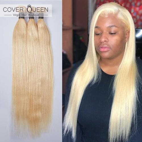 Brazilian Straight Hair 100% Blonde Human Hair Weave Bundles 613 Color Full 3 4 PC Remy Hair Extensions 28 30 32 34 40 Inch