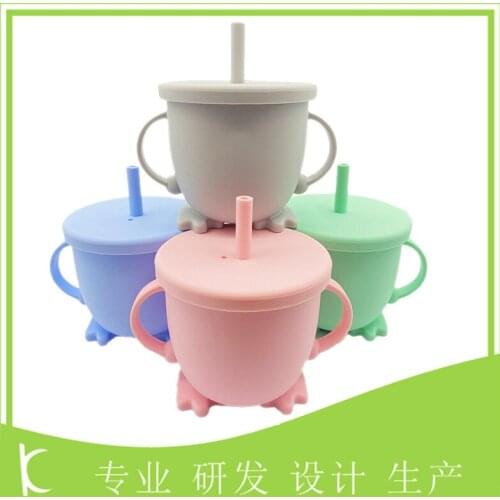 Silicone straw cup for children cup cute cup cute straw cup plastic popcicle water bottle cute cups