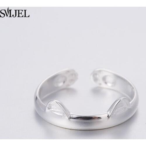 SMJEL Lovely Little Cat Rings for Women Fashion Jewelry Girls Cat Ear Shape Paw Finger Ring Anillos Birthday Gifts
