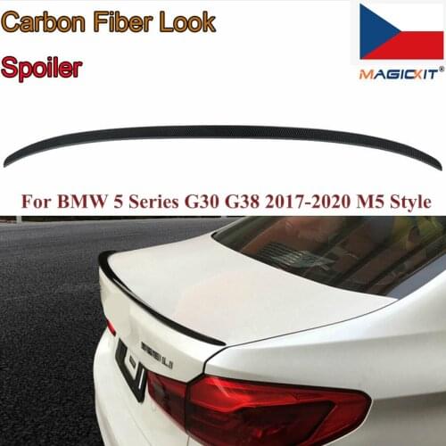 MagicKit Painted For BMW 5-Series G30 M5 Style Trunk Lip Spoiler 530e 2017-20 Carbon Look