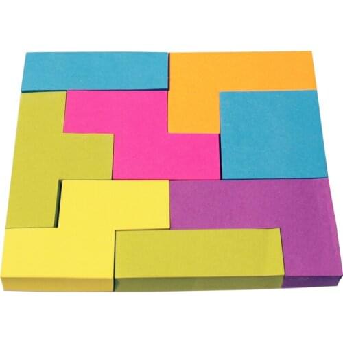 4A Shapes Sticky Notes Puzzle 4 x 4 3/4 Inches Stationery Kawaii Planner Stickers Neon Assorted Self-Stick Memo Notes 4A 5078