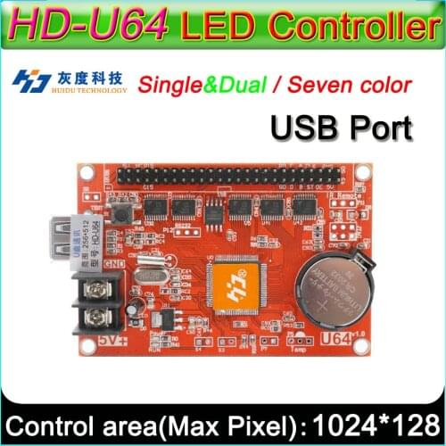 HD -U64 LED display controller, Single&double color P6 P10 LED sign module Control card,U-Disk to edit and updated programs