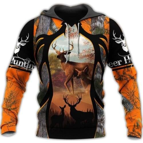 PLstar Cosmos 3D All Over Printed Shirt Deer Hunting Camouflage Hoodie Men Women Fashion Hooded Sweatshirt Long Sleeve
