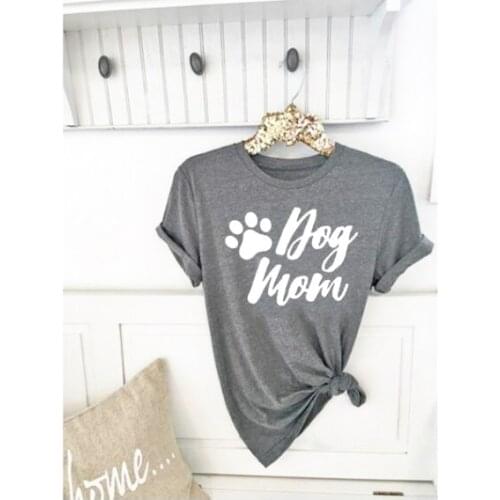 Funny Women T-Shirt Letter Printed Dog Mom Dog Claws Cotton Tee Girl Short Sleeve Dog Lover Popular Trendy Tops Gray Camisetas
