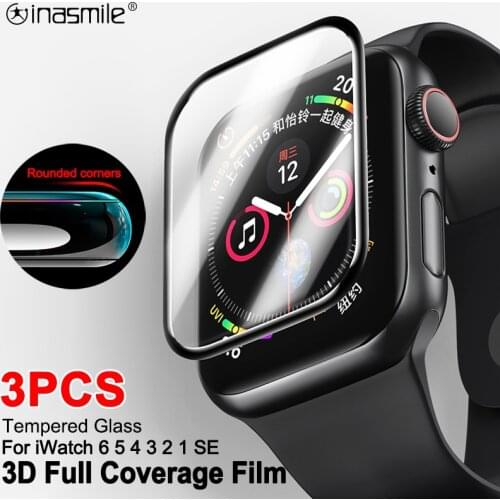 3Pcs Tempered Glass Full Screen Protector For Apple Watch 6 5 4 3 38MM 40MM 44MM 42MM Waterproof Film For iwatch SE 2 1
