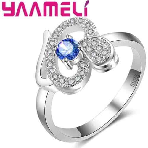 Special Romantic Shape Design Colorful Cubic Zirconia Hot 925 Sterling Silver For Women Girls Crystal Jewelry Present