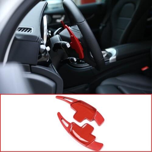 2 Pcs Aluminum Alloy For Mercedes Benz C GLC E Class W205 W213 X253 2015-2020 Car Steering Wheel Shift Paddle Trim Accessories