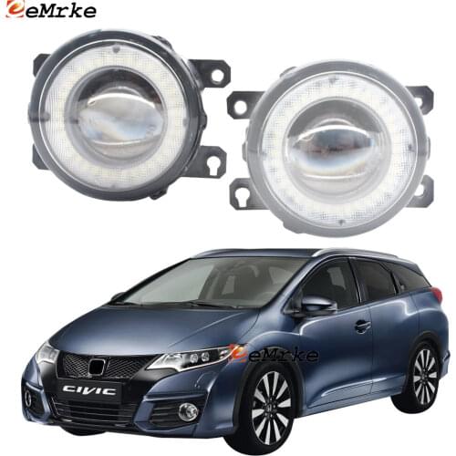 2 Pieces Car Lens LED Fog Lights Assembly Angel Eye DRL Daytime Runinng Light Lamp for Honda Civic Tourer FK 2015 2016 2017