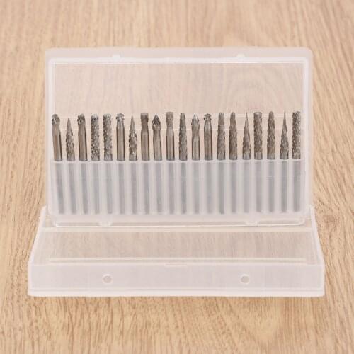 20pcs/set Rotary Burr Tungsten Steel Carbide 3mm Shank Milling Cutter Rotary Files Drill Bit Engraving Bits