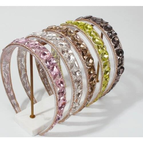 2021 Fashion New Resin Inlaid Shinny Rhinestones Elegant Temperament Ladies Crystal Headband For Women Hair Jewelry Accessories