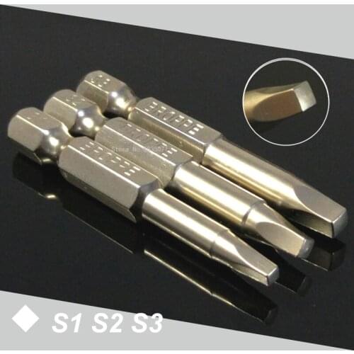 3Pcs Set 50mm Magnetic Square Head Screwdriver Drill Bits Electric Driver Bits S2 1/4'' Hex Shank Hand Tools Set