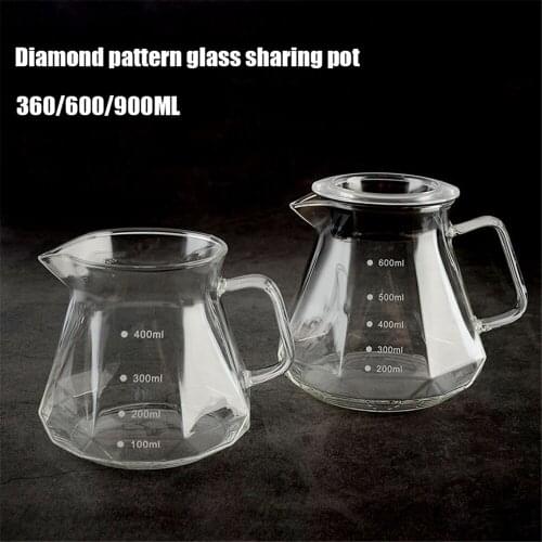 360ml 600ml 900ml Pour Over Range Coffee Server Carafe Drip Coffee Pot Coffee Kettle Brewer Barista Percolator Clear