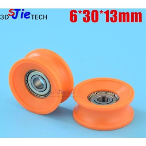 6*30*13mm M6*30*13mm U type plastic wrap bearing wheel, M6 screw thread, POM mute, 30mm diameter for 10mm guide rail