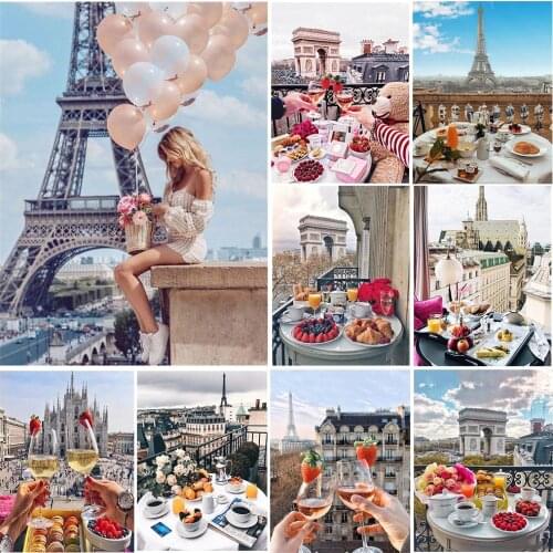 Diamond Painting Tower Landscape Full Square Round Drill Diamond Mosaic Scenery Cross Stitch Wall Sticker Decor Gift