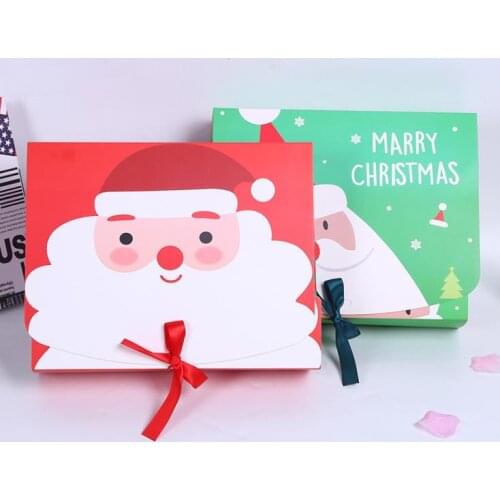 Christmas Eve Big Gift Box Santa Claus Fairy Design Kraft Present Party Favor Box Red Green Gifts Package Boxes SN1139