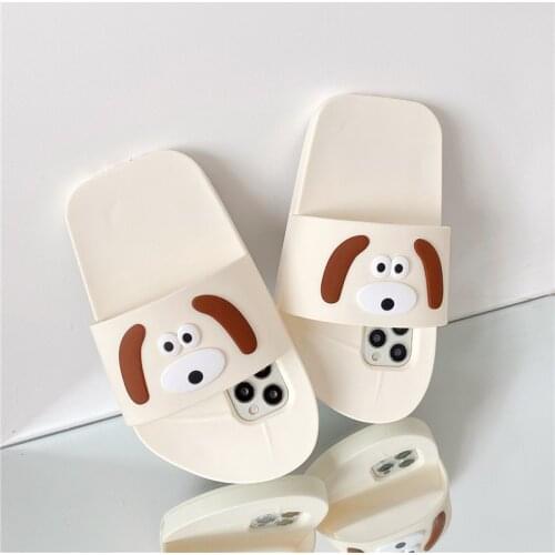 Cute Funny Pet Dog Slippers Case For iPhone 8 7 6 Plus X XR XS 11 12Mini 12 Pro Max Full Protective Silicone Soft TPU Back Cover