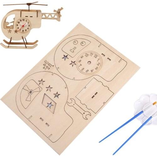The Wood DIY Table Clock Handmade Install Desktop Alarm Clock Household Desk Table Alarm Clock Childrens Educational Toys Clock