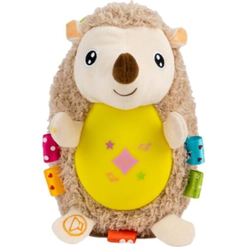 Kids Soft Stuffed Model Sleep Glow Guards Doll Light Up Stuffed Animal Singing Soft Owl Hedgehog Plush Toy With LED Night Lights