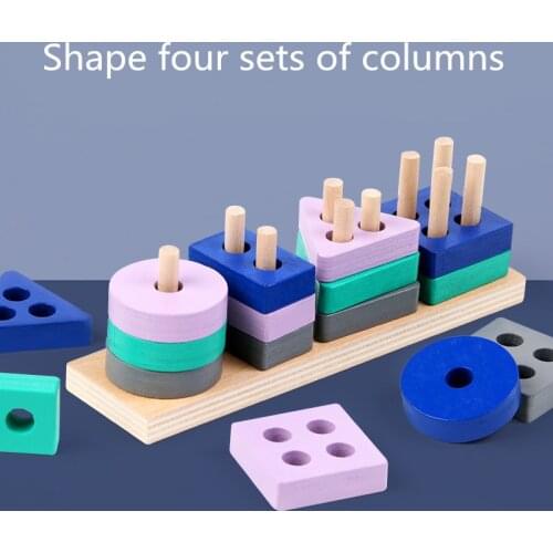 Children Wooden Montessori Toy Building Blocks Early Learning Educational Toys Color Shape Match Kids Toy for Boys Girls Gifts