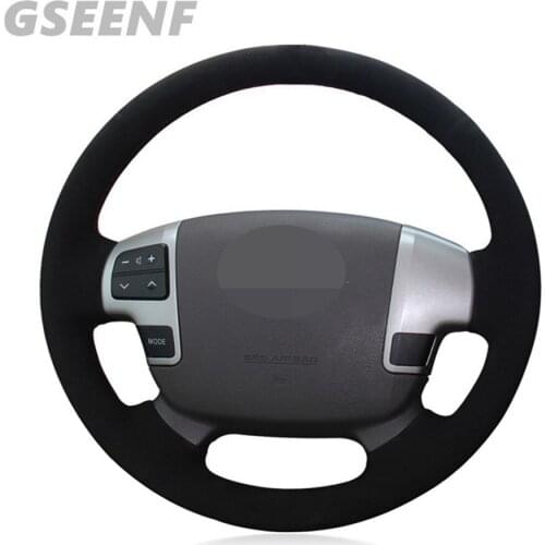Car Steering Wheel Cover For Toyota Land Cruiser 2008-2015 Sequoia 2008-2013 Tundra 2007- 2013 Black Hand-stitched Soft Suede