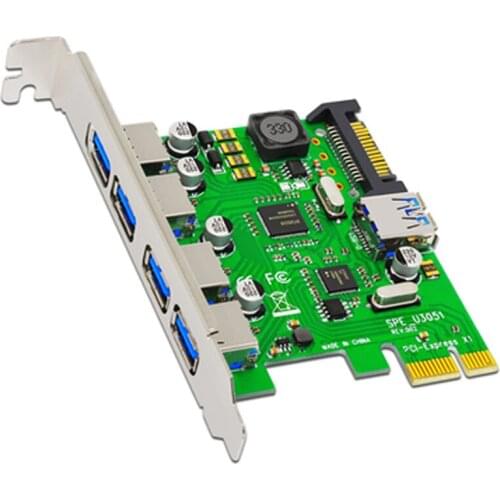 H1111Z Add On Cards 5 Port USB 3.0 PCI-e Expansion Card PCIE USB Adapter PCI E PCI Express X1 USB 3.0 Controller USB3.0 Card NEW