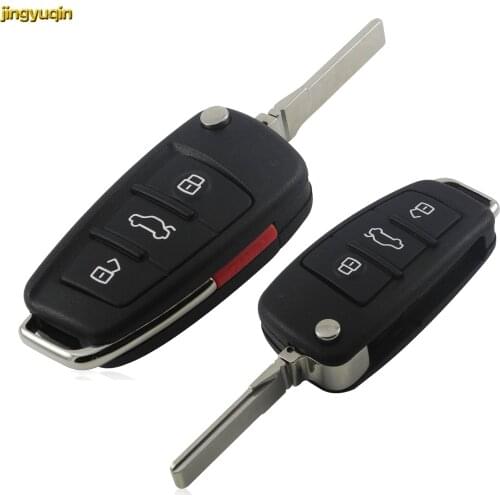 Jingyuqin 3/4 Buttons Folding Flip Car Key Remote Case Shell For Audi A2 A3 A4 A6 A6L A8 TT Auto Key Cover Fob