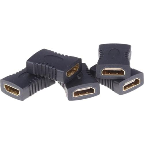 5pcs Black HDMI Female to HDMI Female Connector Extender HDMI Cable Cord Extension Adapter Converter