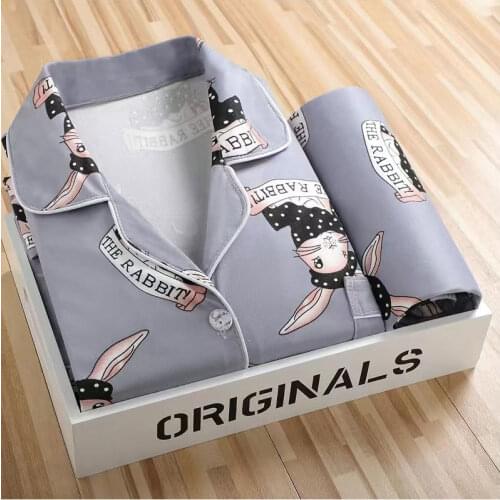 Hot style lapel pajamas women in the spring and autumn cardigan long-sleeved pants cartoon ms leisurewear suit Womens pajamas