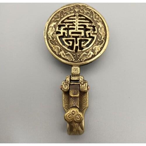 China Collection Brass Sculpture Long Life Word Pattern Belt Buckle Metal Crafts Home Decoration