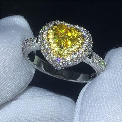 Vecalon Heart Shape Lovers ring 925 Sterling silver AAAAA zircon Cz Engagement wedding band rings For women men finger Jewelry