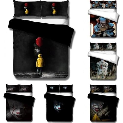 Pennywise-IT Bedding Set Duvet Covers Horror Movie Clown Series Comforter Bedding Sets Bedclothes Bed Linen(NO Sheet) AYR