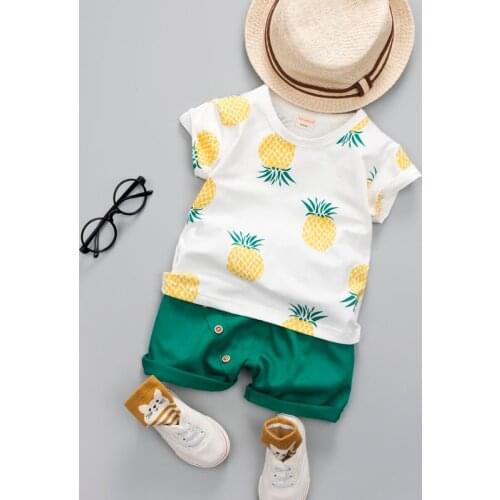 Baby Boys Girls Summer Clothes Fashion Cotton Set Printed Fruit Sports Suit For A Boy T-Shirt + Shorts ChildrenS Clothing