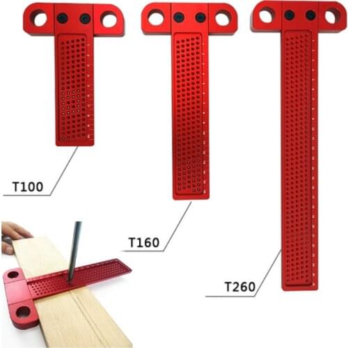 Woodworking Scribe 260mm T-type Ruler Hole Scribing Gauge Aluminum Crossed Feet Woodworking Crossed-out Tool Measuring Tool