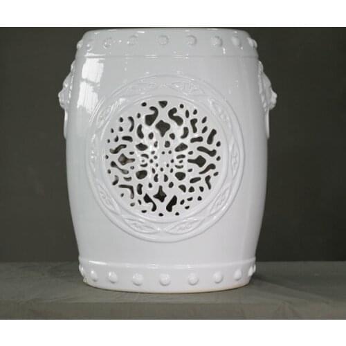 Lotus New Chinese Ceramic Drum stool White Creative Living Room With Soft Decoration Of Shoe porcelain stool