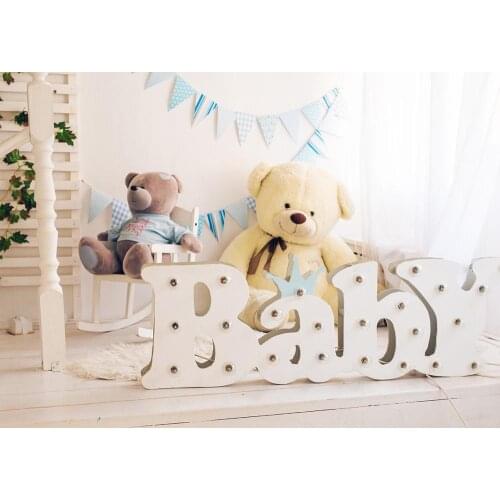 Cute baby bear crib photo of newborn baby background photo background